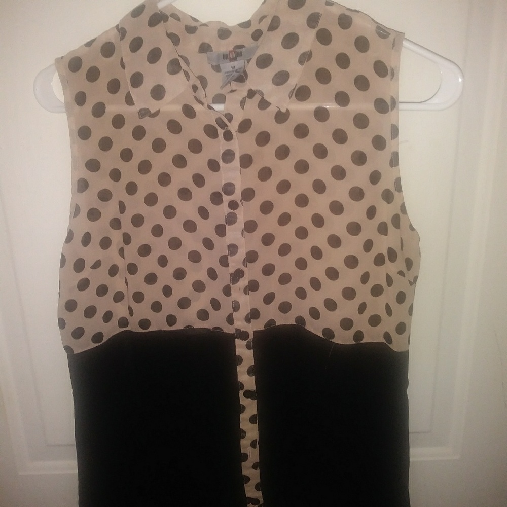 Womens Polka Dot Shear Button Down Blouse